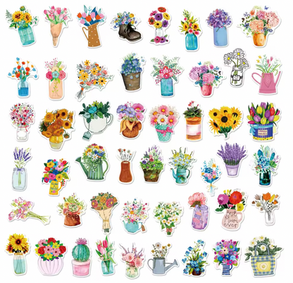 50 Stickers Vinil Ramos de flores