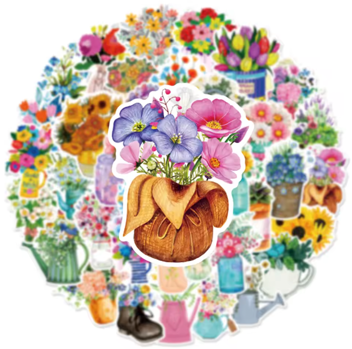 50 Stickers Vinil Ramos de flores