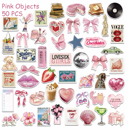 50 Stickers Vinil Tonos Rosa