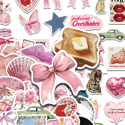 50 Stickers Vinil Tonos Rosa