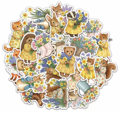 50 Stickers Vinil Primavera Animales
