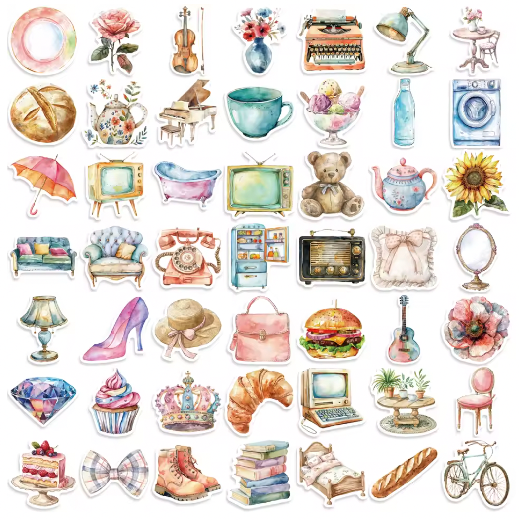 50 Stickers Vinil Multicolores