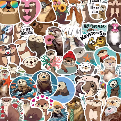 50 Stickers Vinil Otter - Nutrias