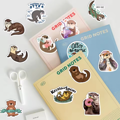 50 Stickers Vinil Otter - Nutrias
