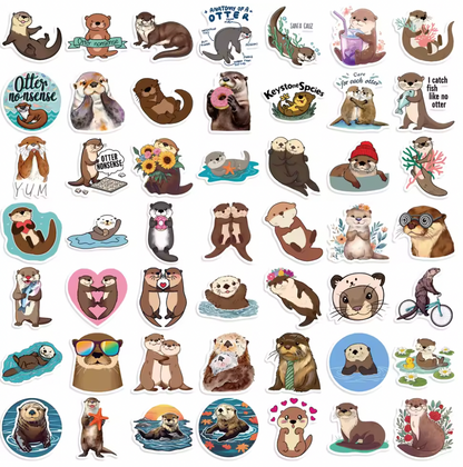50 Stickers Vinil Otter - Nutrias