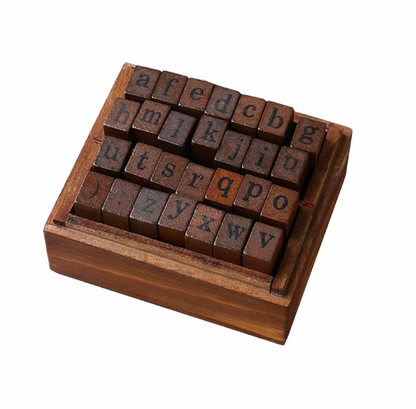 Caja de Sellos de madera Alfabeto