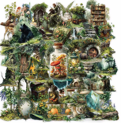 50 Stickers Transparentes Hadas & Bosque