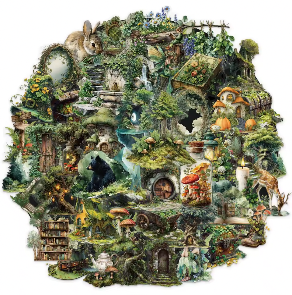 50 Stickers Transparentes Hadas & Bosque