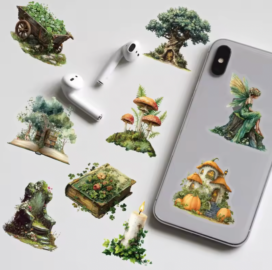 50 Stickers Transparentes Hadas & Bosque