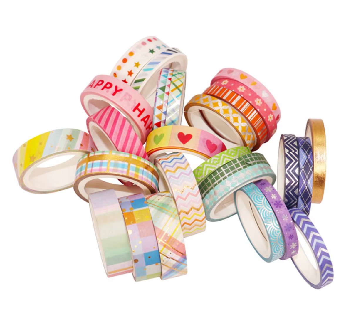 27 Washi Tapes coloridos con foil