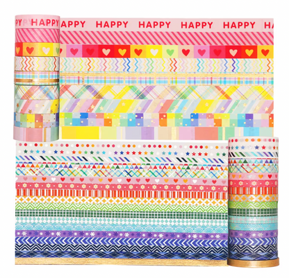 27 Washi Tapes coloridos con foil