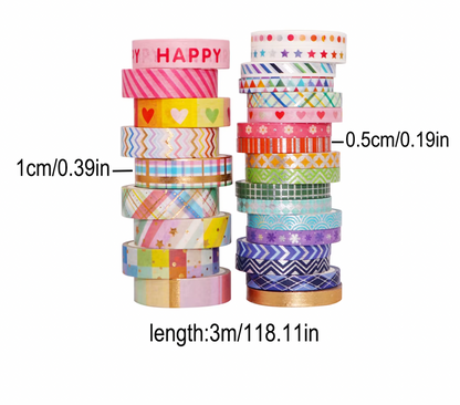27 Washi Tapes coloridos con foil