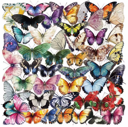 50 Stickers transparentes Mariposas