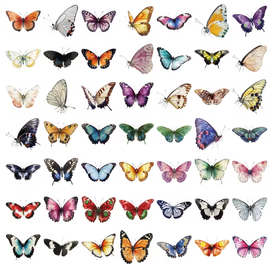 50 Stickers transparentes Mariposas