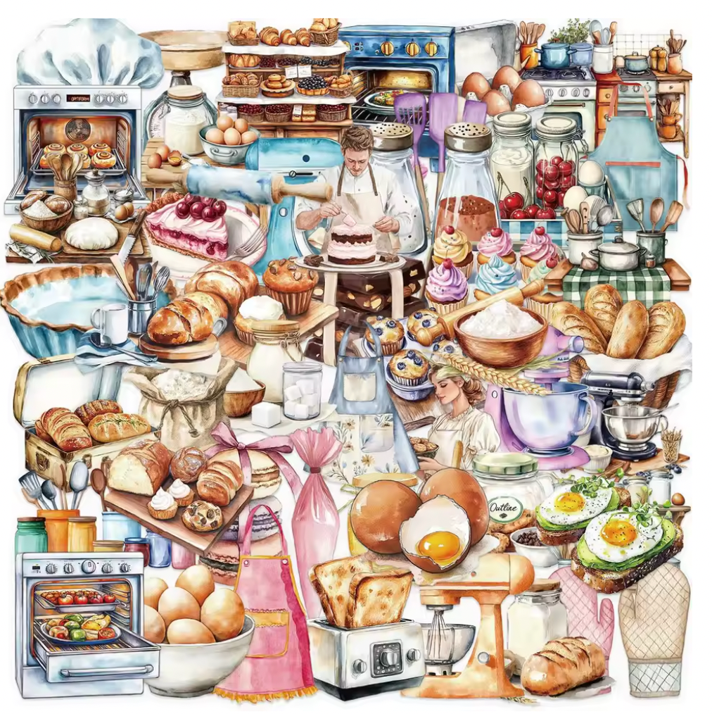 50 Stickers Transparentes Comida