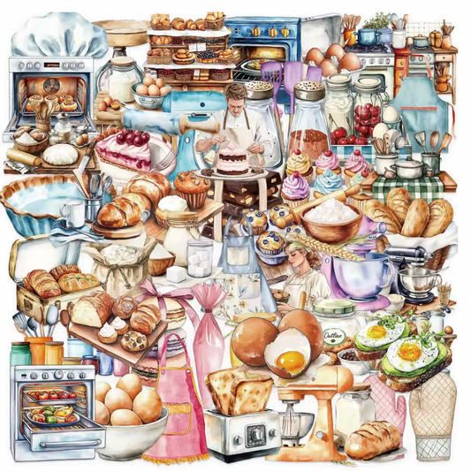 50 Stickers Transparentes Comida