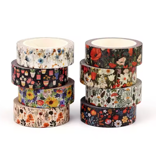 8 Washi Tapes Flores - 80m en total