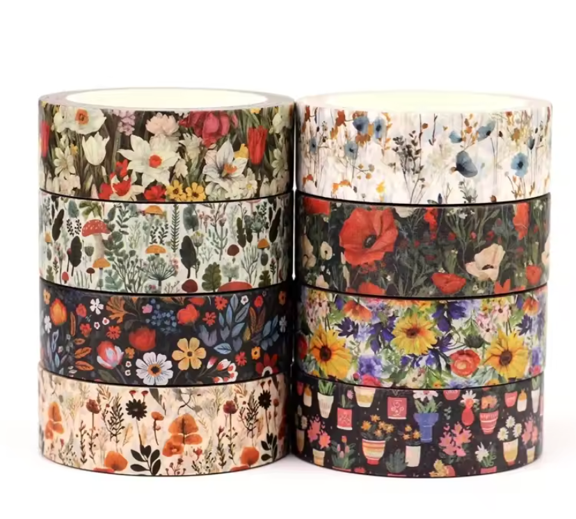 8 Washi Tapes Flores - 80m en total