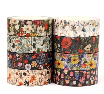 8 Washi Tapes Flores - 80m en total