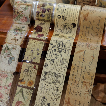 2 Washi Tapes + 2 Rollos de Stickers Vintage