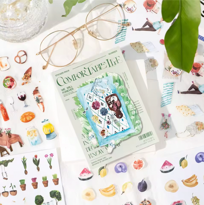 10 Hojas de Stickers Comfortable Life
