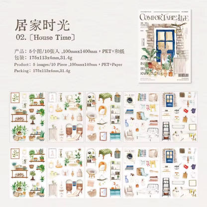 10 Hojas de Stickers Comfortable Life