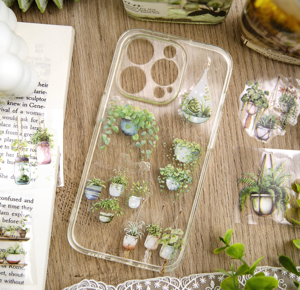 Rollo de Stickers Plantas Verdes colgantes