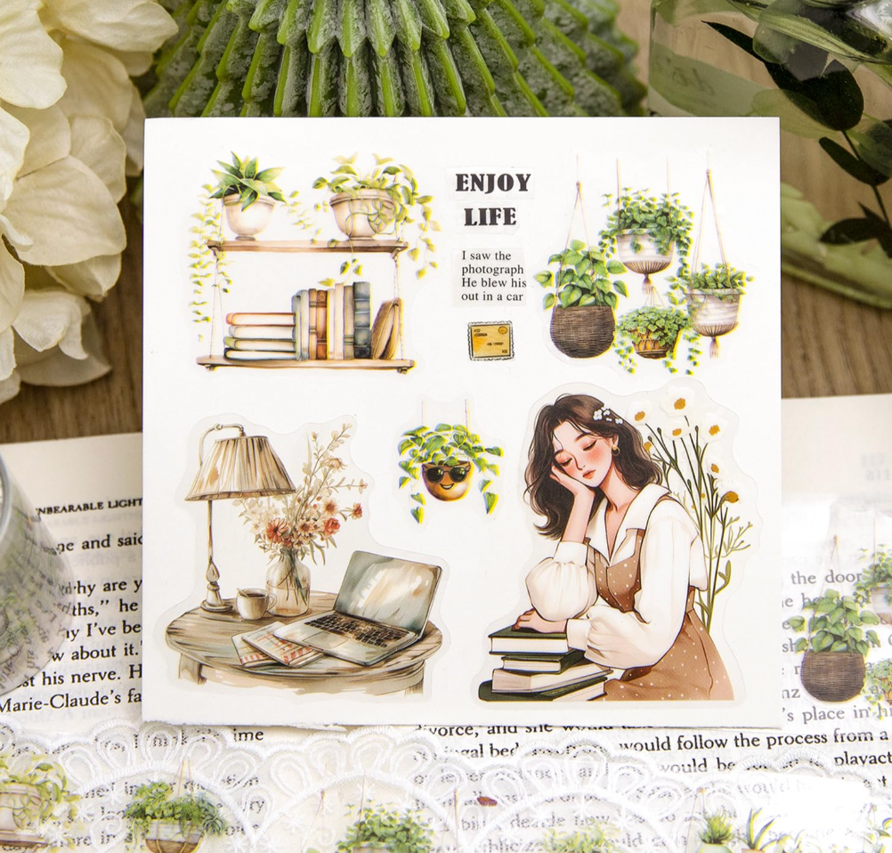 Rollo de Stickers Plantas Verdes colgantes