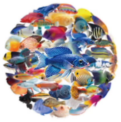 50 Stickers Transparentes Peces