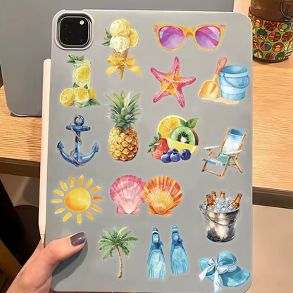 50 Stickers Transparentes Verano