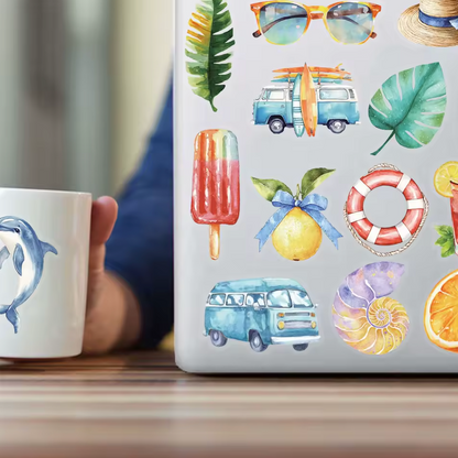 50 Stickers Transparentes Verano