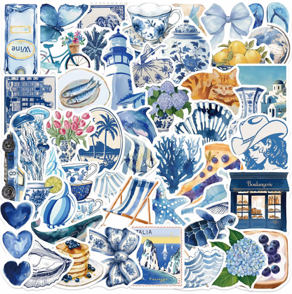 50 Stickers Vinil Azules