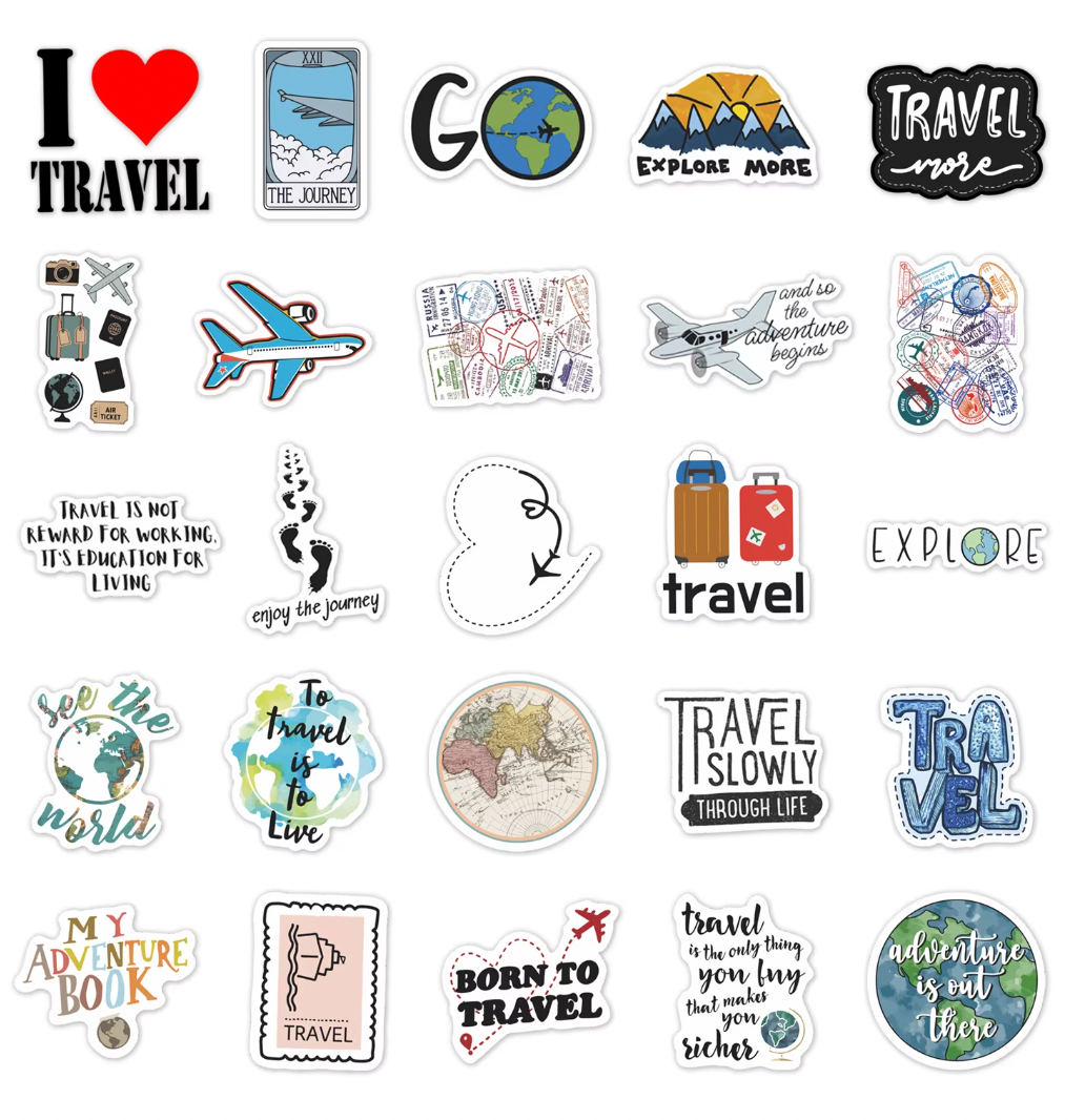 50 Stickers Vinil Travel