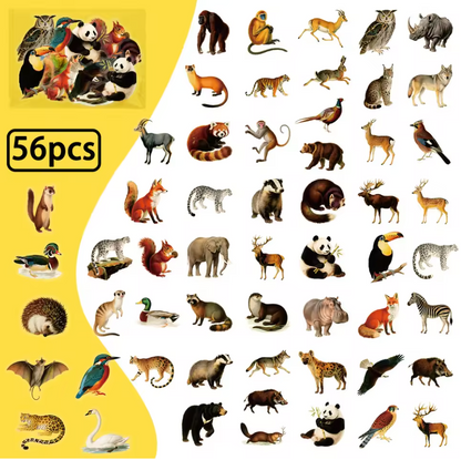 56 Stickers transparentes Animales Salvajes
