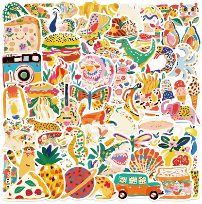 50 Stickers Vinil Coloridos