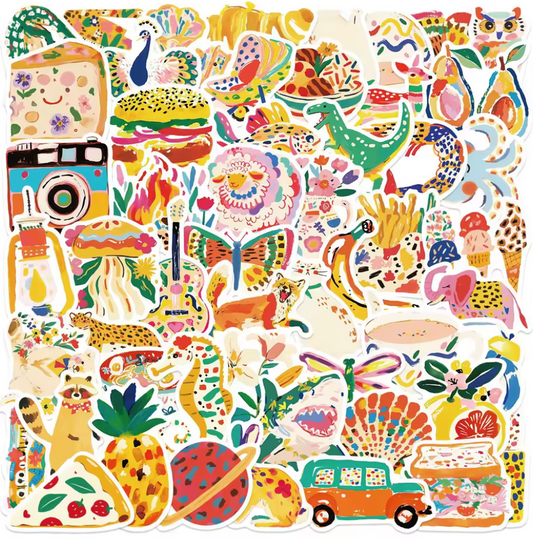 50 Stickers Vinil Coloridos