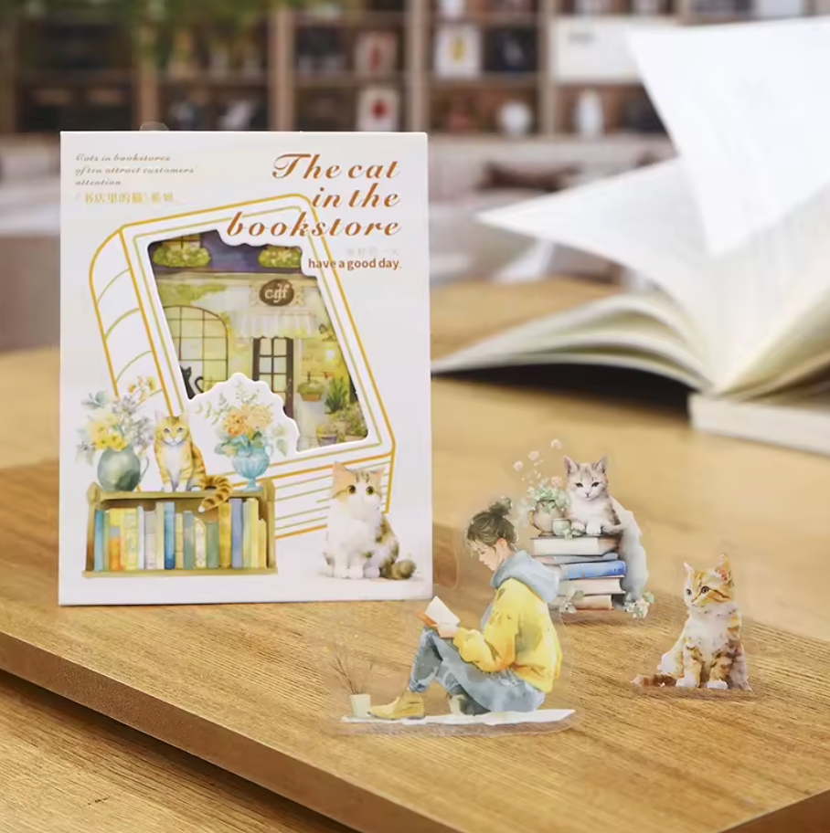 15 Stickers Libreria & Gatos