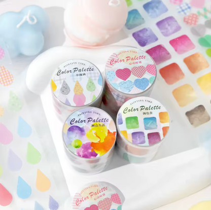 Rollo de stickers coloridos precortados con ligero glitter