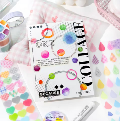 Rollo de stickers coloridos precortados con ligero glitter