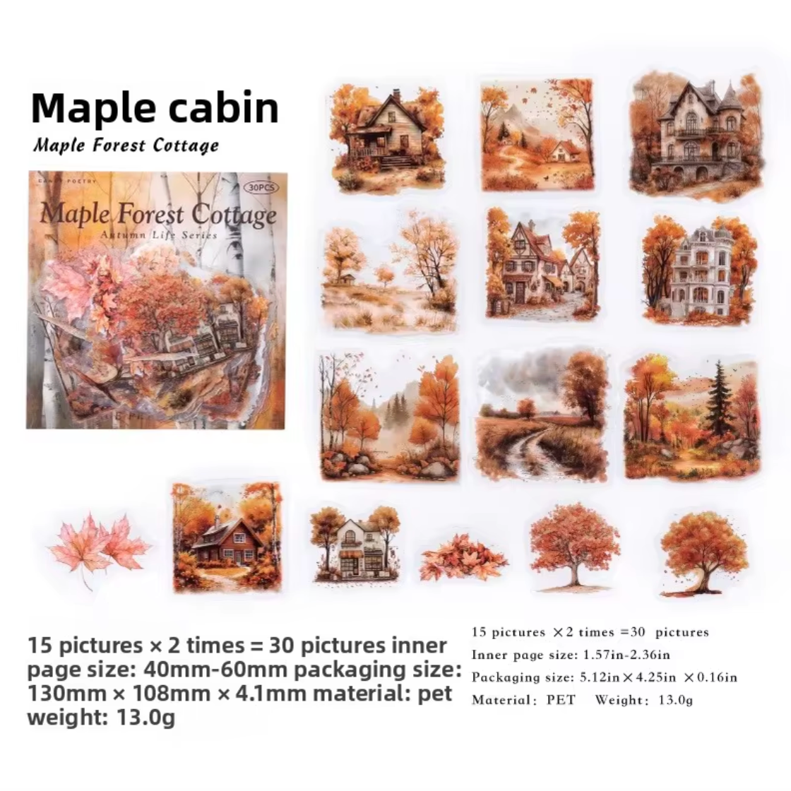 6 Paquetes de Stickers - Otoño - 180 Stickers