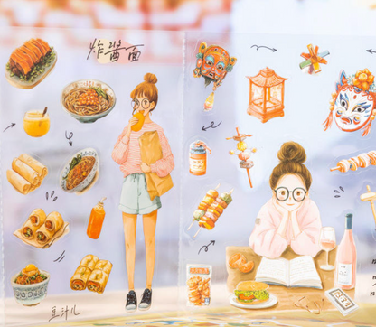 3 Hojas de Stickers Monitas Asiaticas