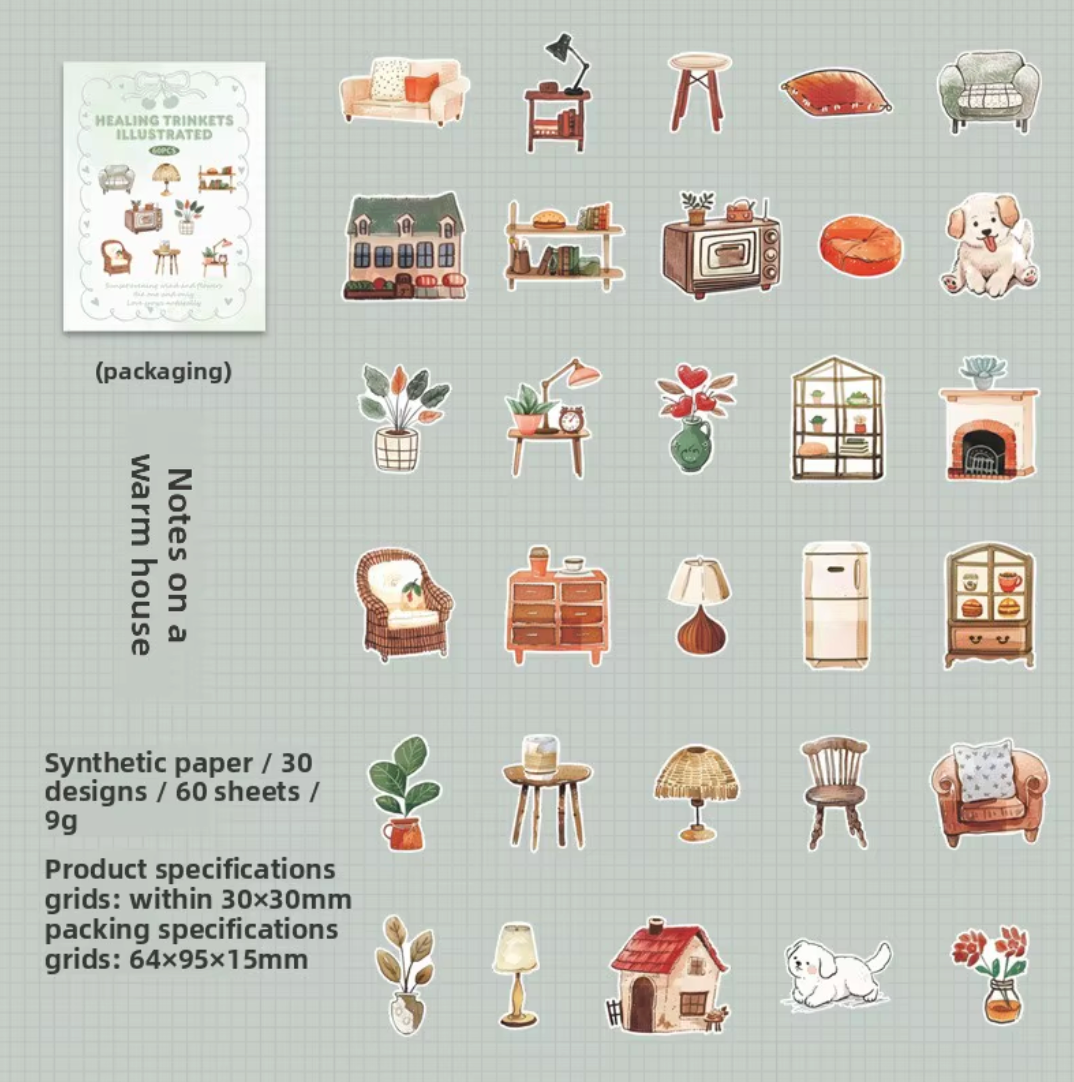 Cajita de 60 Stickers pre - cortados