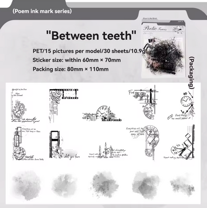 6 Paquetes de 30 Stickers - 180 en total - Poetic Trace