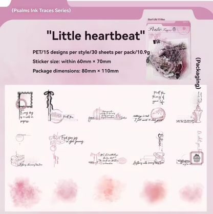 6 Paquetes de 30 Stickers - 180 en total - Poetic Trace