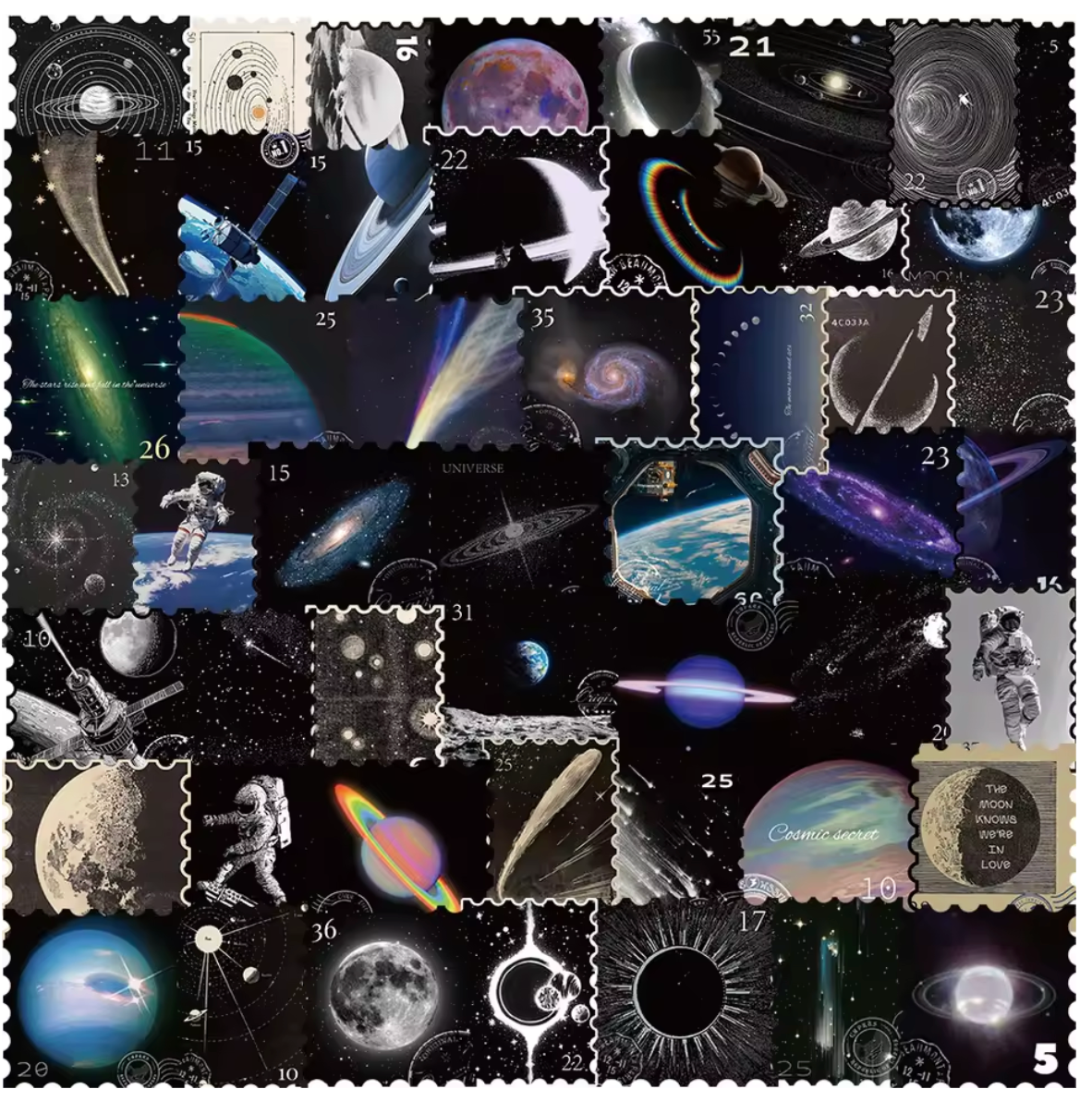 50 Stickers Vinil Lunas Negras