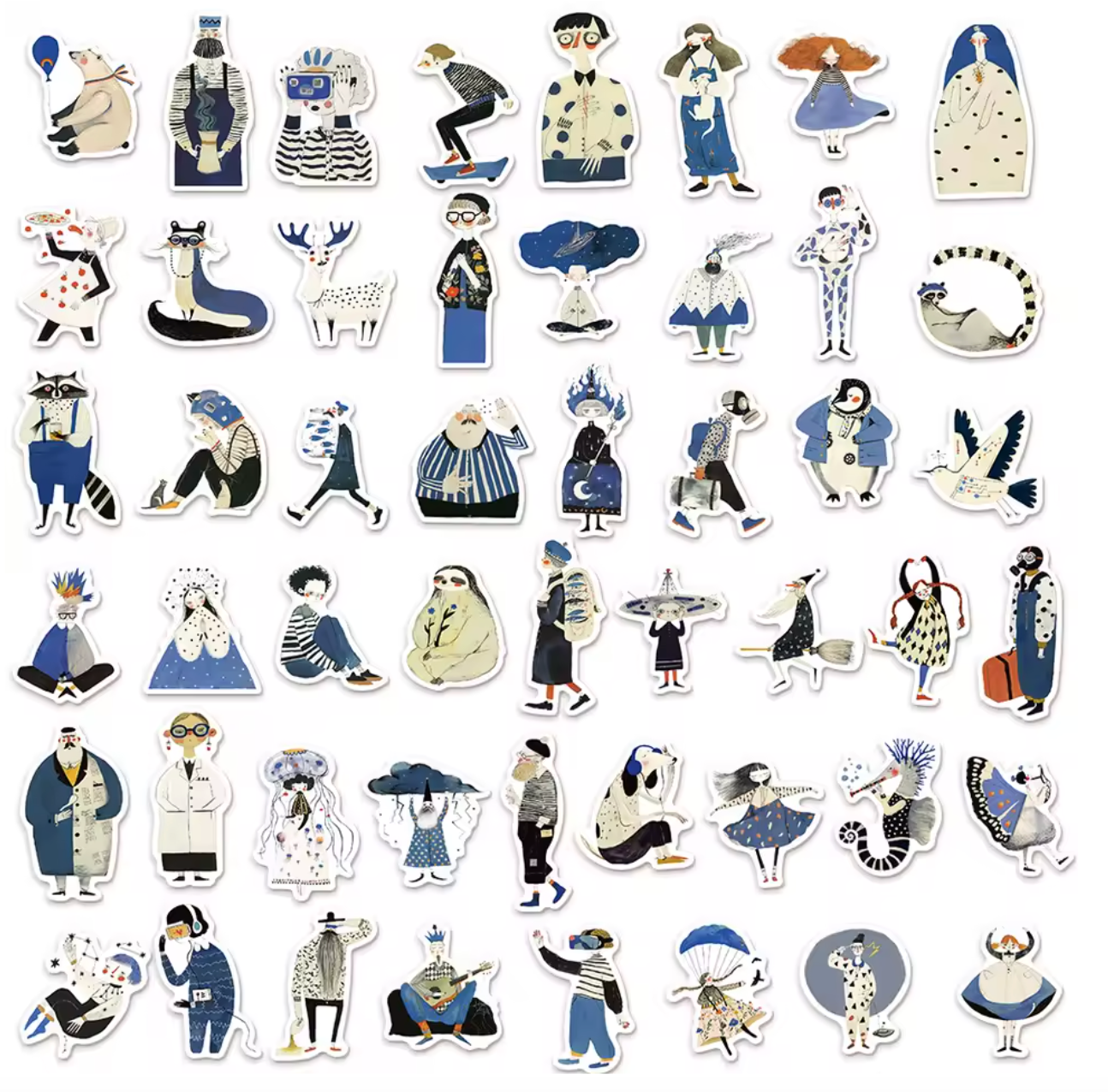 50 Stickers Vinil Monitos Azules