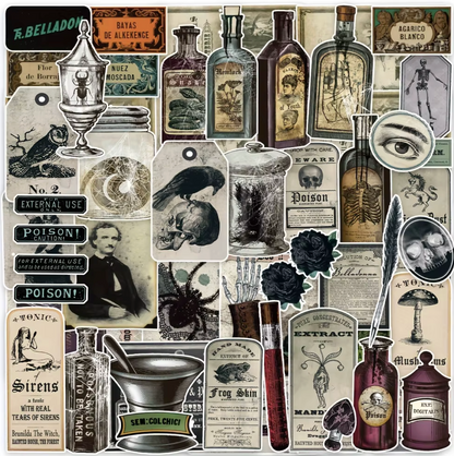 50 Stickers Vinil Frascos & Poison