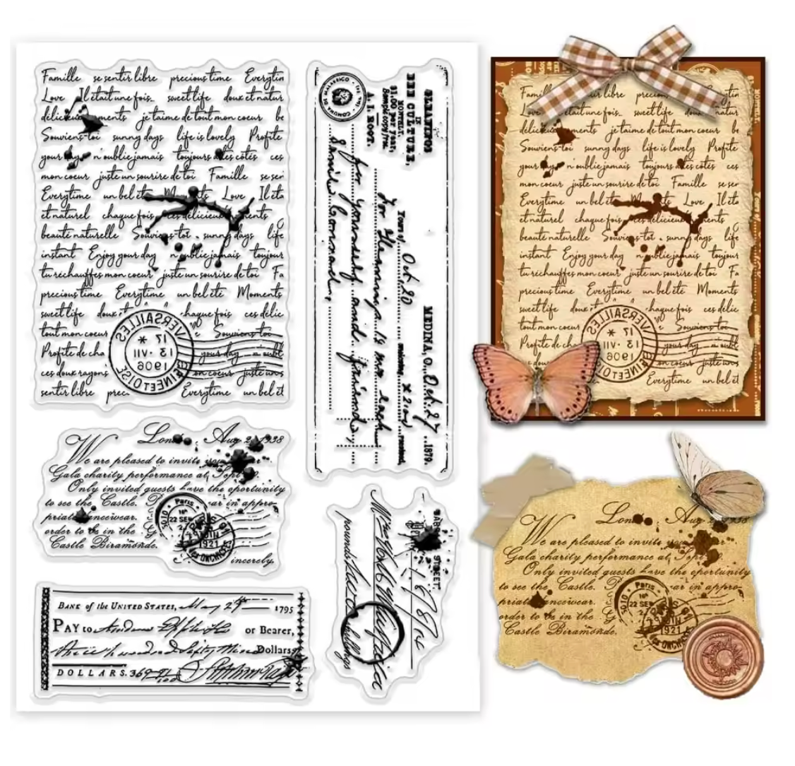 Sellos de Silicon - Texto escrito a mano - Vintage