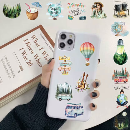 50 Stickers Transparentes Viaje