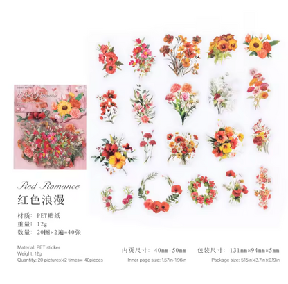 40 Stickers Flores de verano